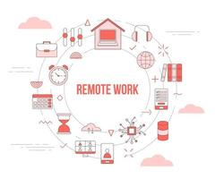 remote work concept with icon set template banner vector