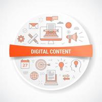 digital content with icon concept with round or circle shape vector