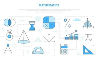 concepto de matemáticas con banner de plantilla de conjunto de iconos vector