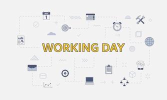 working days concept with icon set with big word or text on center vector