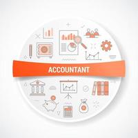 accountant with icon concept with round or circle shape vector