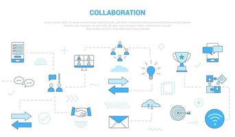 collaboration concept with icon set template banner vector