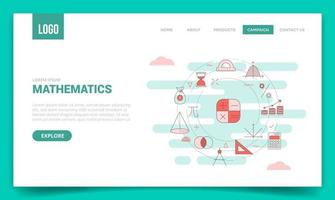 concepto de matemáticas con icono de círculo para plantilla de sitio web vector