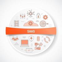 saas software as a service with icon concept with round or circle vector