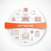 copywriting or copywriter with icon concept with round or circle shape vector