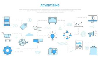concepto de marketing digital publicitario con banner de plantilla de conjunto de iconos vector