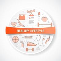 healthy lifestyle with icon concept with round or circle shape vector