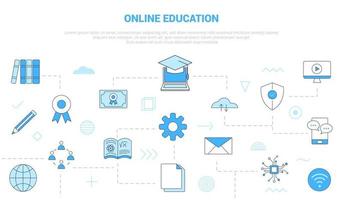 online education technology concept with icon set template banner vector