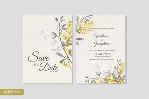 Wedding Invitation Template with Grey and Yellow Flower