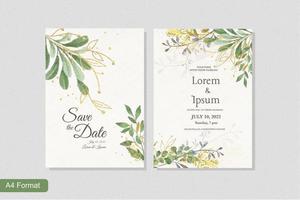 Wedding Invitation Template with Green and Yellow Flower vector