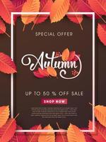 Autumn sale background layout decorate with leaves vector