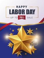 Labor day sale promotion banner template with American flag vector