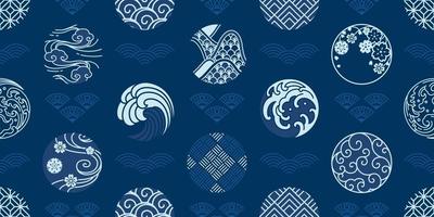 Japan seamless pattern tradition vintage for textiles and background. vector