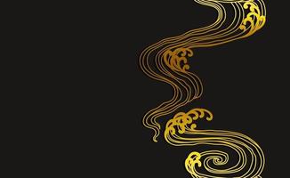 Water wave art seamless background. Golden line minimal asian style. vector