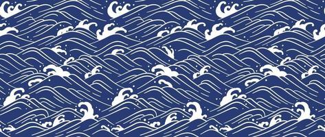 Japan wave ocean seamless wallpaper vector illustration.