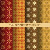 Thai flower pattern seamless wallpaper vector set illustration.