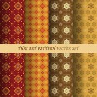 Thai flower pattern seamless wallpaper vector set illustration.