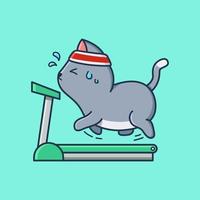 Cute treadmill Cat Cartoon vector