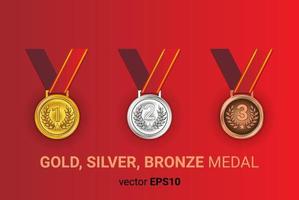 Medalla de bronce de plata de oro ilustración imagen vectorial EPS 10 vector