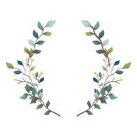 frame of branches with leafs nature decorative vector
