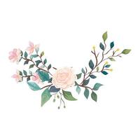 cute rose with flowers and leafs isolated icon vector