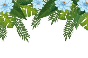 decoration of flowers with leafs isolated icon vector
