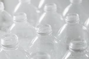 Empty bottles for recycle, Campaign to reduce plastic and save world. photo