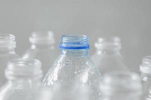 Empty bottles for recycle, Campaign to reduce plastic and save world. photo