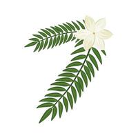 cute flower with branches and leafs isolated icon vector