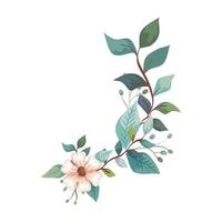 cute flower with branch and leafs natural vector