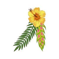 cute flower with branches and leafs isolated icon vector