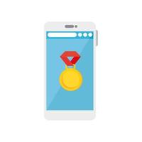 Isolated medal and smartphone vector design