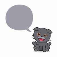 Cartoon character scottish fold cat with speech bubble vector