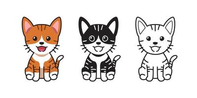 Vector cartoon set of tabby cat