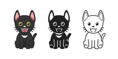 set of vector character cartoon cute cat