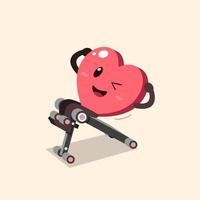 Cartoon heart character using sit up bench vector