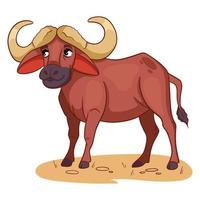 Animal character funny buffalo in cartoon style. . vector