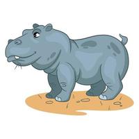 Animal character funny hippo in cartoon style. vector