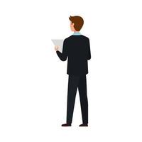 back businessman elegant avatar character icon vector