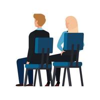 back business people sitting in chair isolated icon vector