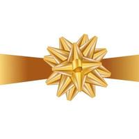 bow ribbon golden decoration isolated icon vector