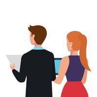 back business couple elegant avatar character vector