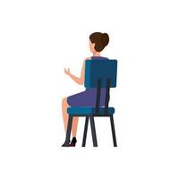 espalda, mujer de negocios, sentado, en, silla, aislado, icono vector