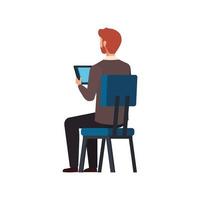 back businessman sitting in chair isolated icon vector