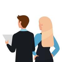 back business couple elegant avatar character vector