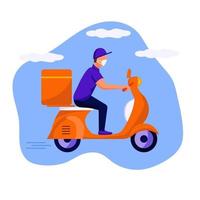 delivery man scooter vector