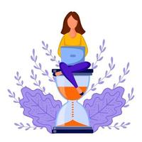 girl sitting hourglass vector