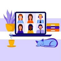 laptop, conference video calls vector