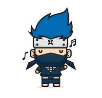 Cute characters ninja sing a song vector