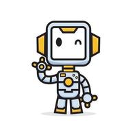 Cute characters friendly robot waving hand vector